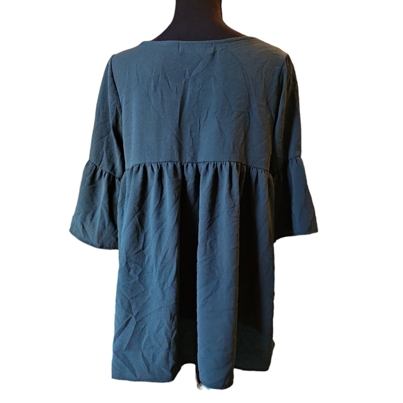 Impressions Hunter Green 100% Polyester Pull Over Yoke Top Size L - Picture 2 of 6